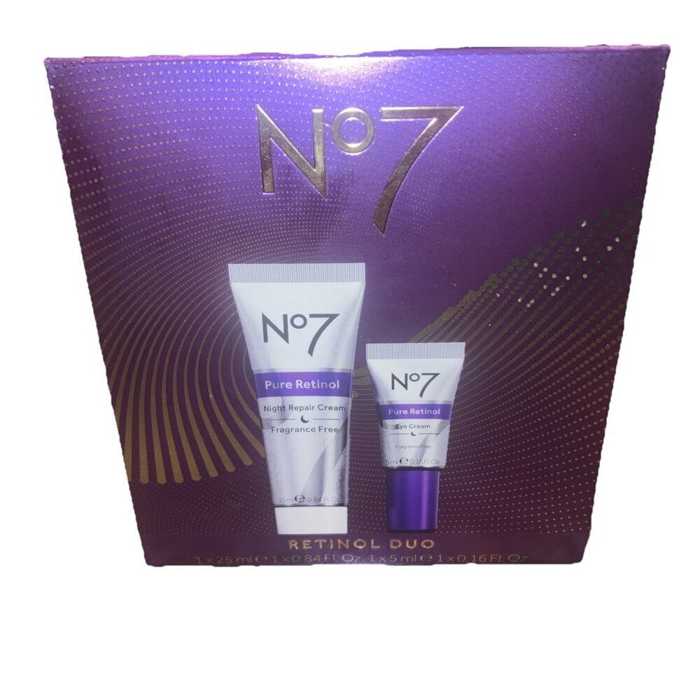 No7 Retinol Duo 2 Pc Set Night Repair Cream & Pure Retinol Eye Cream, New In Box